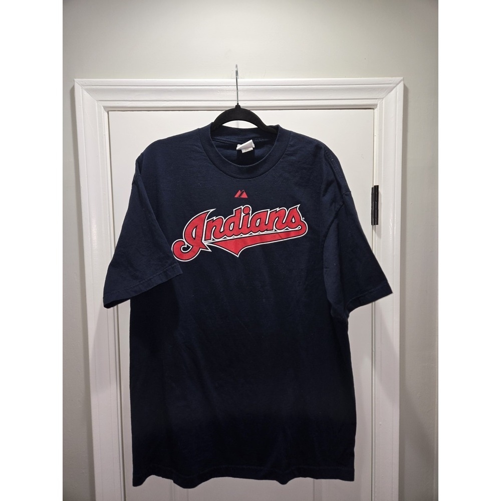 Majestic Cleveland Indians Walter Owens 24 Vintage T Shirt Mens XL Navy Blue MLB